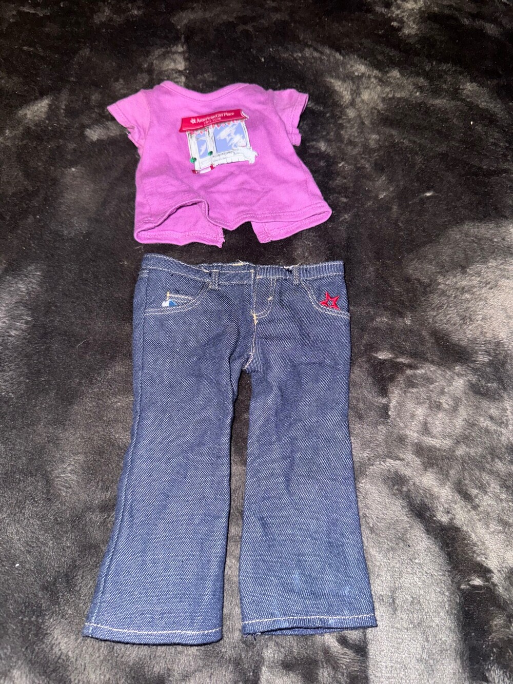 American Girl Doll Clothes Purple Shirt Blue Jeans Set